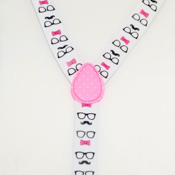 Suspenders Glasses Mustache Bow Tie Design Novelty Accessory Adult Adjustable - Picture 2 of 3